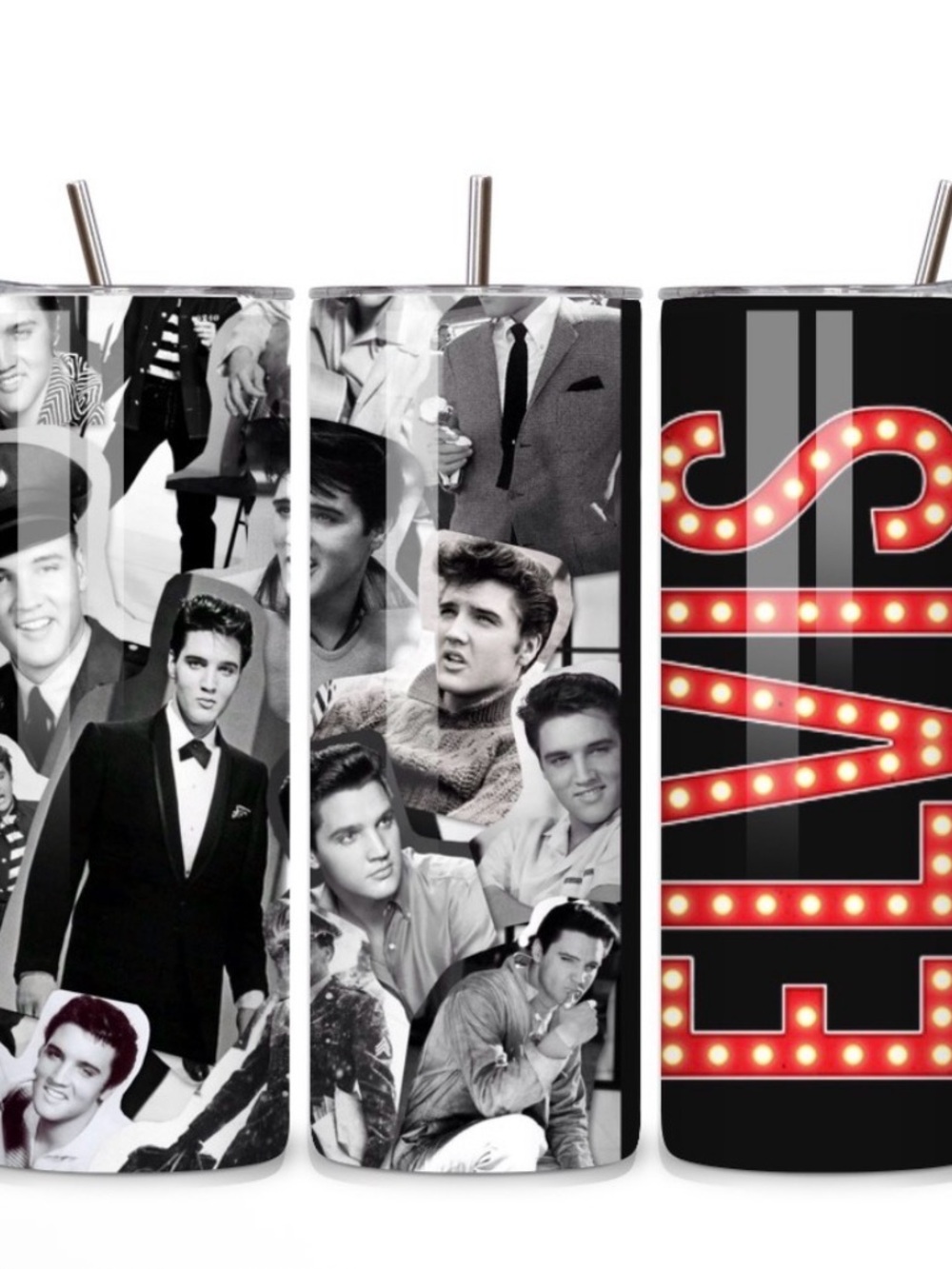 Elvis Presley Photo Collage Tumbler - Black & White